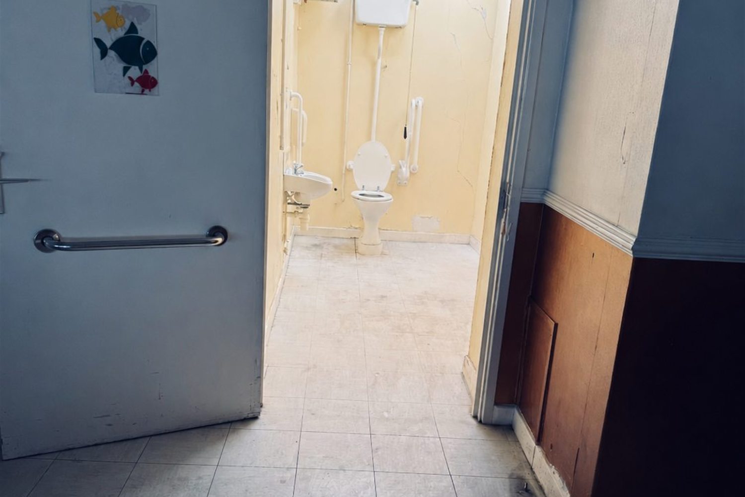 Washroom emptied and swept
