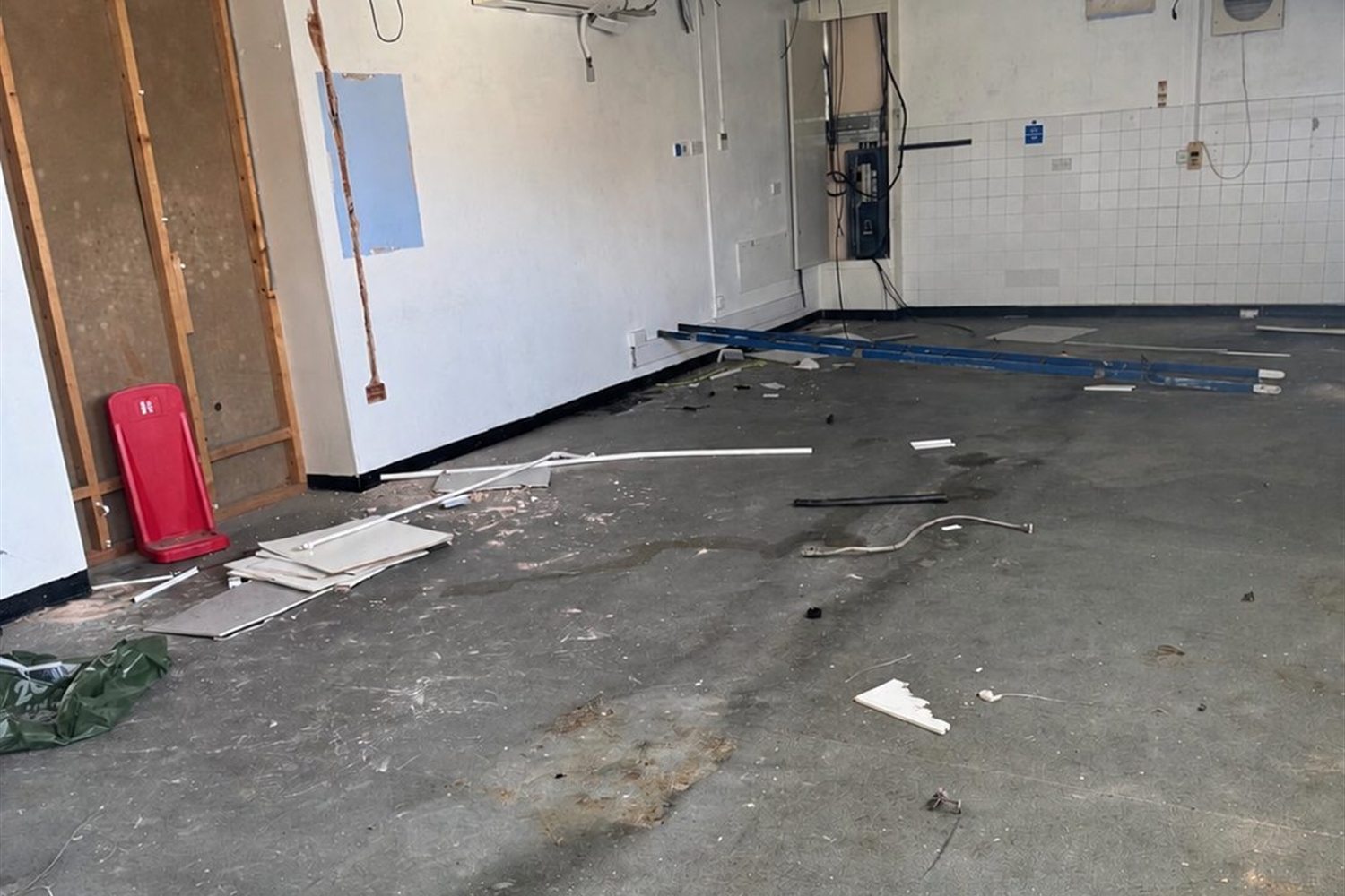 Stripped back to bare floor, ready to clear