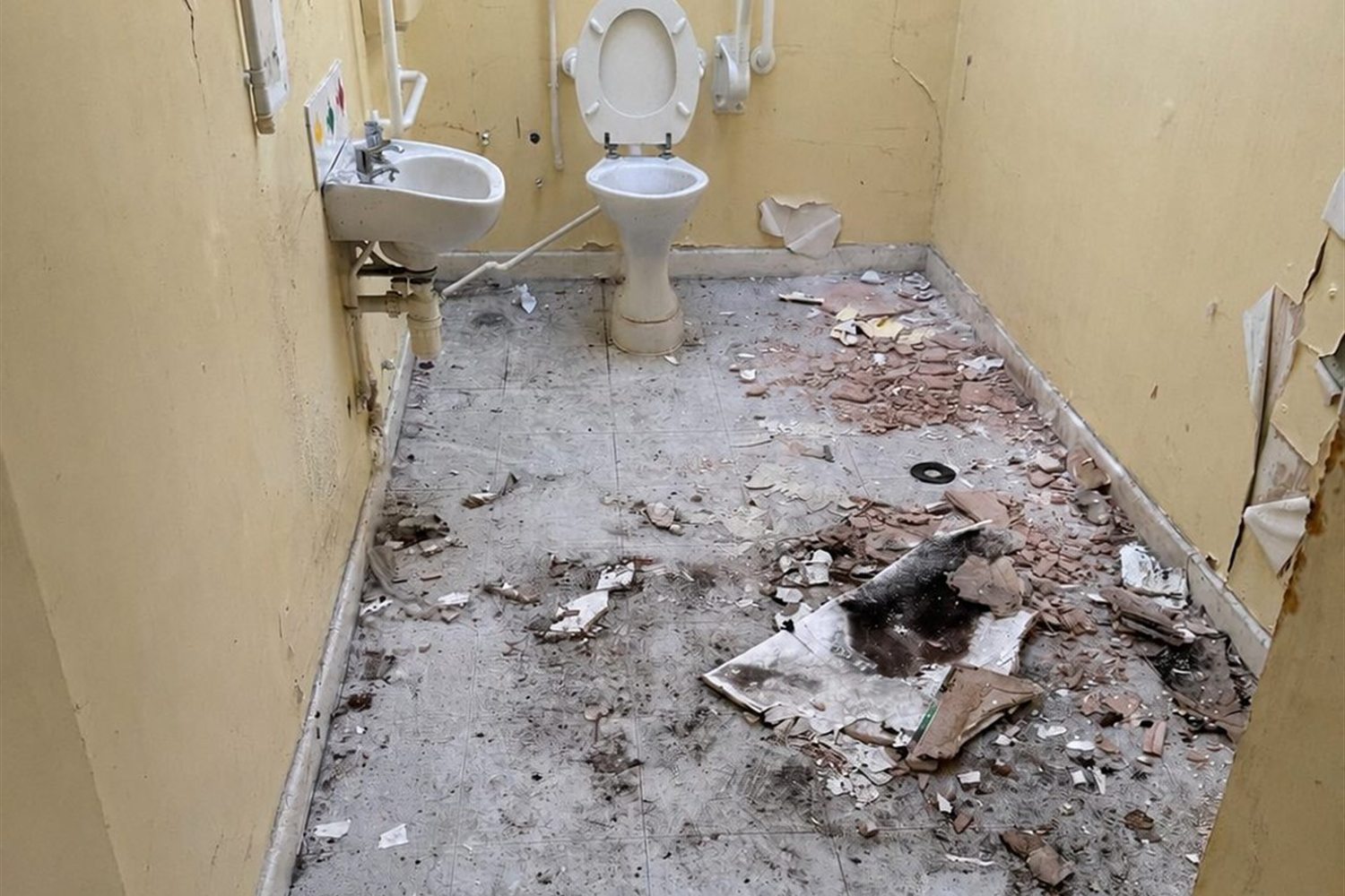 Washroom left full of rubble