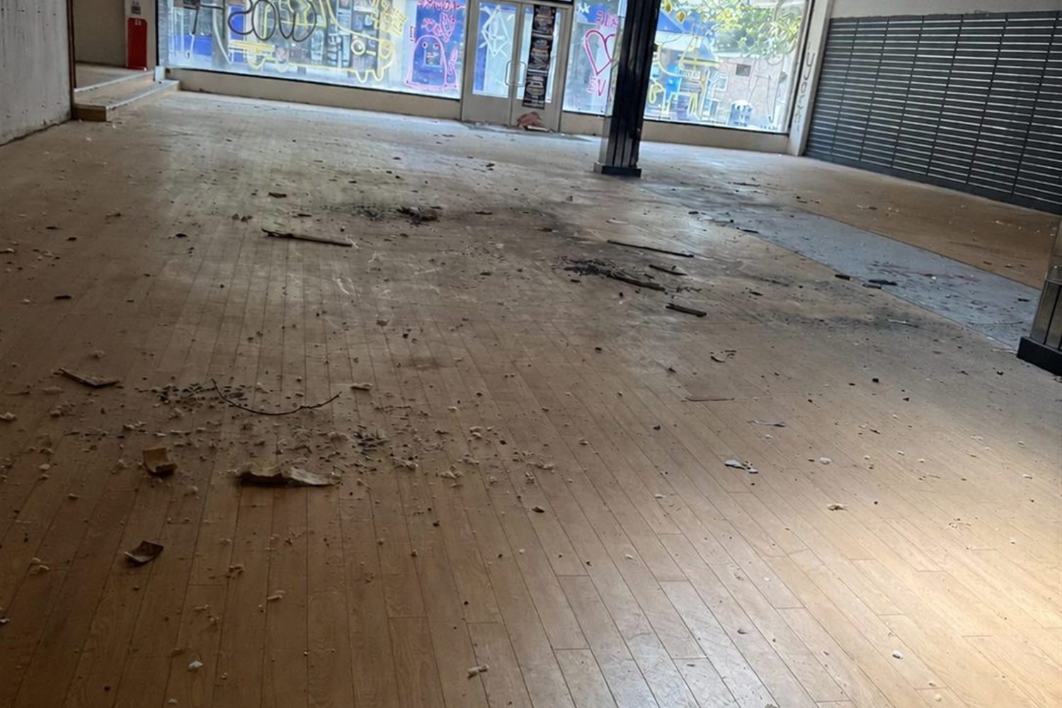 Ceiling debris over the sales floor
