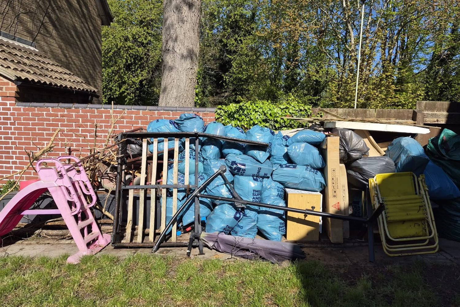 Garden waste bagged and ready to load